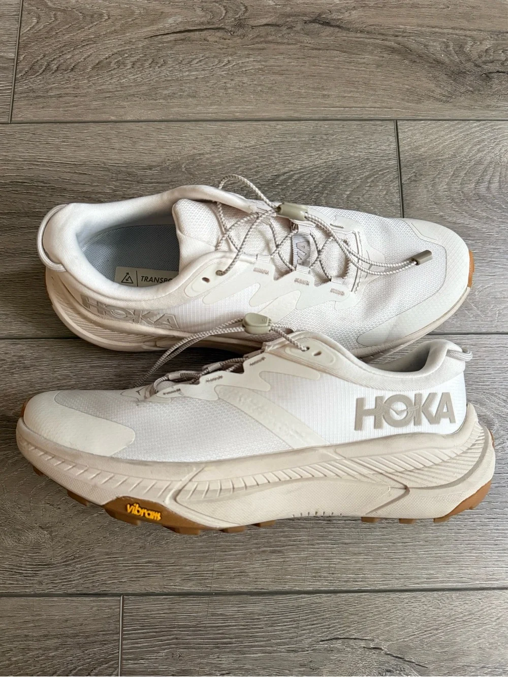 Hoka Transport Eggnog Womens 8.5 Walking Hiking Shoe Cordura Vibram 1123154 EEGG